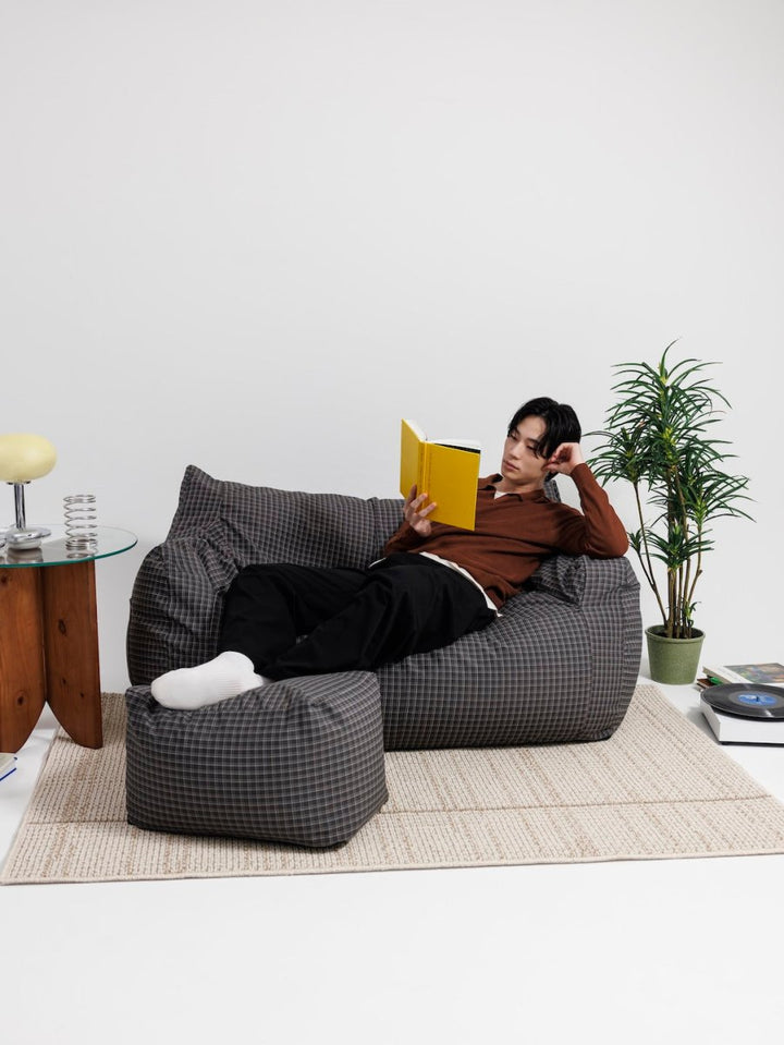 LOOSY 2人掛けビーズソファ Charcoal Check – Little Rooms