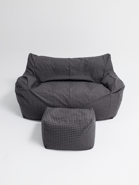 SE - 9597 - LOOSY - HUGME 2人掛けビーズソファ Charcoal Check