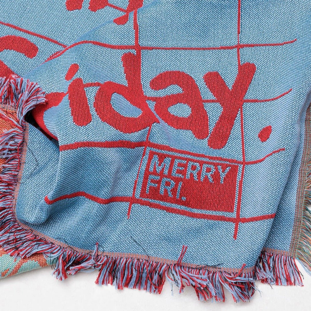 BR-10494-MERRY FRIDAY-MERRY FRIDAY ブランケット｜Typo II Blue