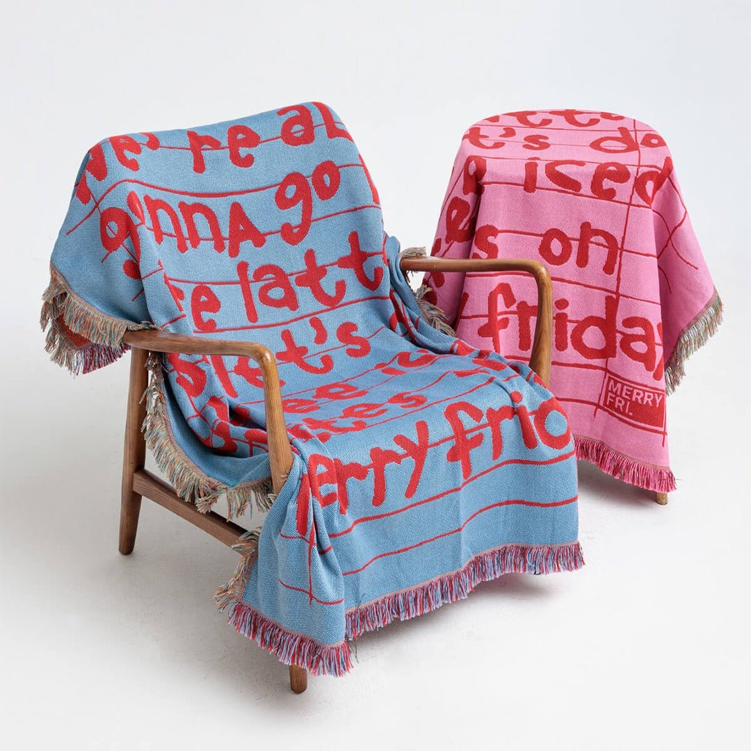 BR-10494-MERRY FRIDAY-MERRY FRIDAY ブランケット｜Typo II Blue