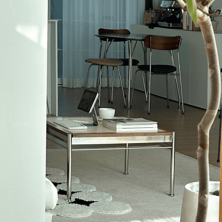 vamir little rooms ガラスローテーブル モジュールテーブル vamir ローテーブル｜Stainless Modular 2tier Sofa Table