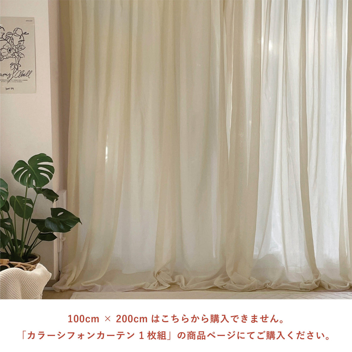 OR-1702-Little Rooms-セミオーダーサイズ｜カラーシフォンカーテン クリーム 1枚