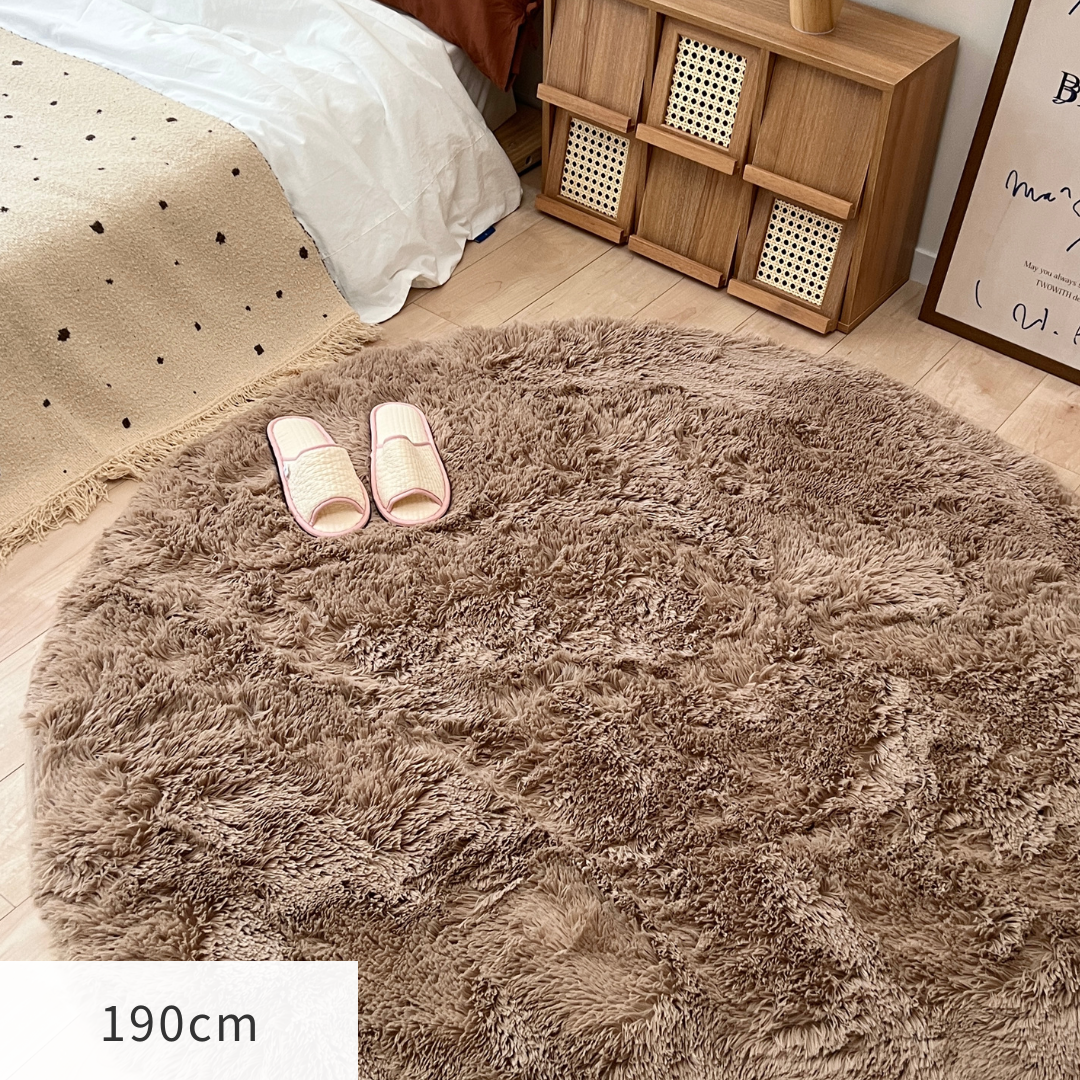 洗えるシャギーラグ puppie rug 円形｜滑り止め付き おしゃれ 高密度