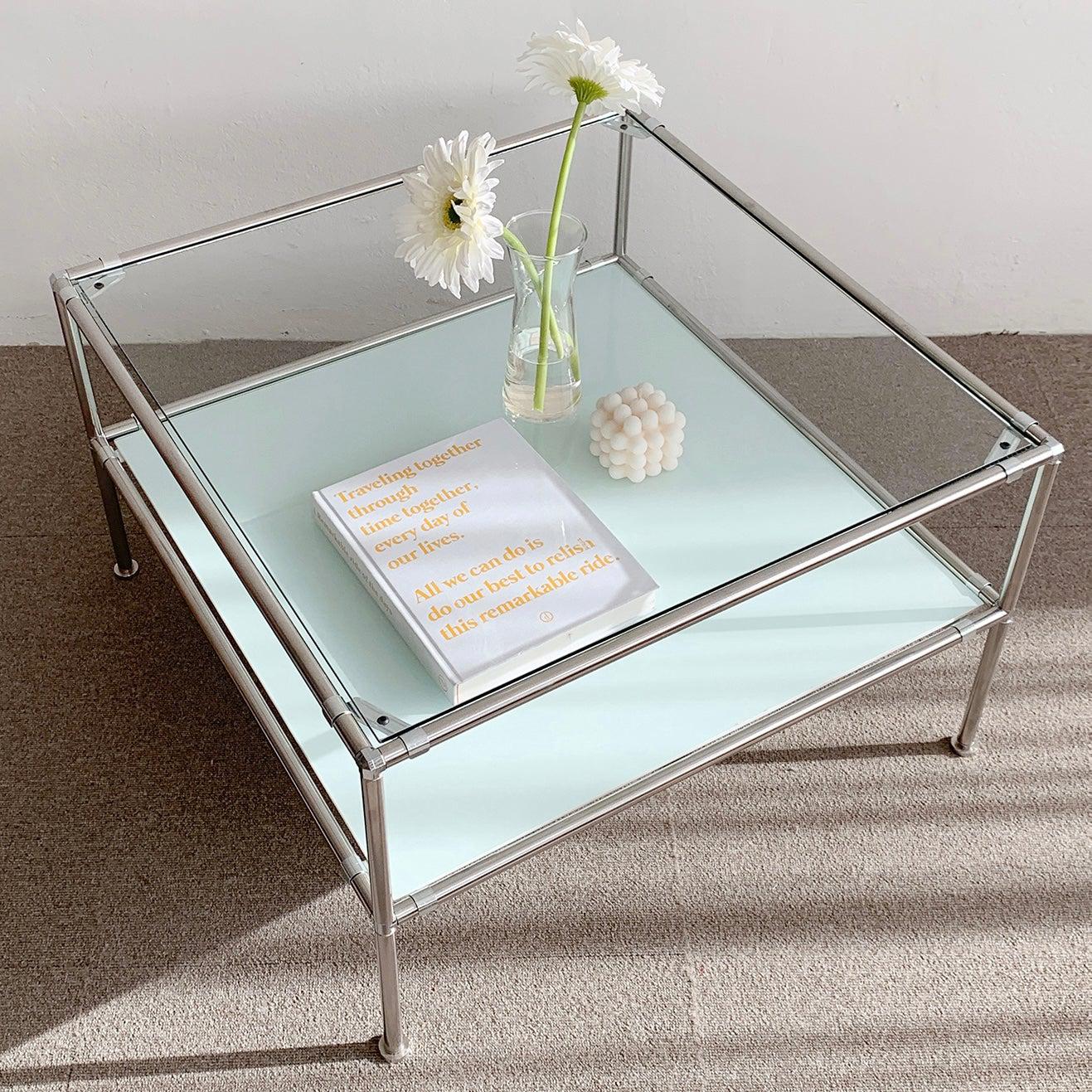 BR-1395-vamir-vamir ローテーブル｜Stainless Modular 2tier Sofa Table