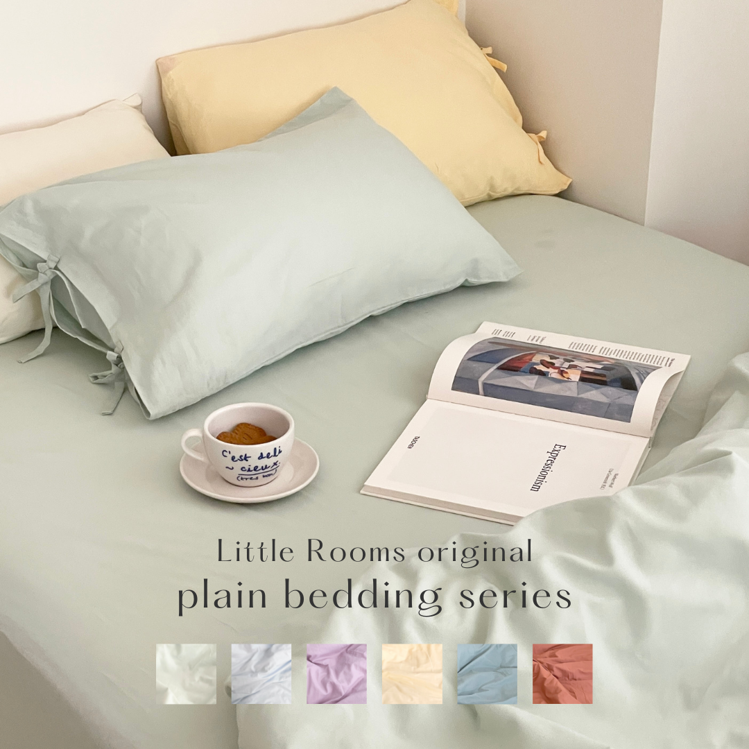 リボン付き枕カバー｜plain pillow cover -pale color-