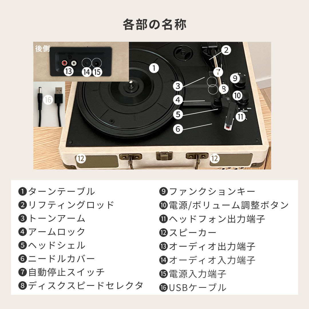 ヴィンテージレコードプレーヤー bluetoothスピーカー搭載｜ターンテーブル おしゃれ LP 韓国インテリア USB – Little Rooms