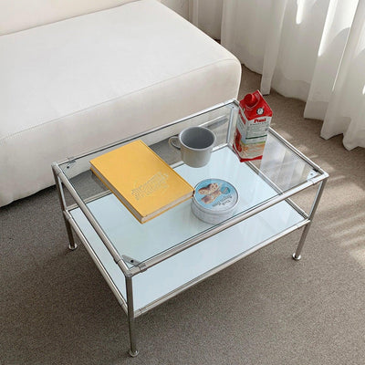 vamir ローテーブル｜Stainless Modular 2tier Sofa Table S｜ガラス