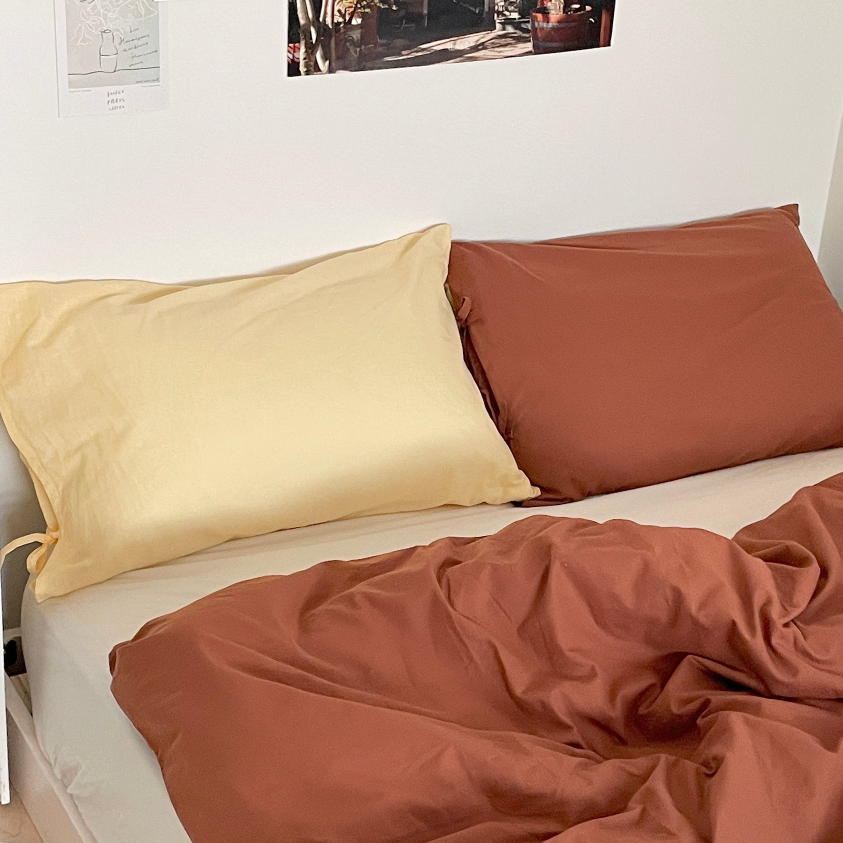 リボン付き枕カバー｜plain pillow cover -pale color-