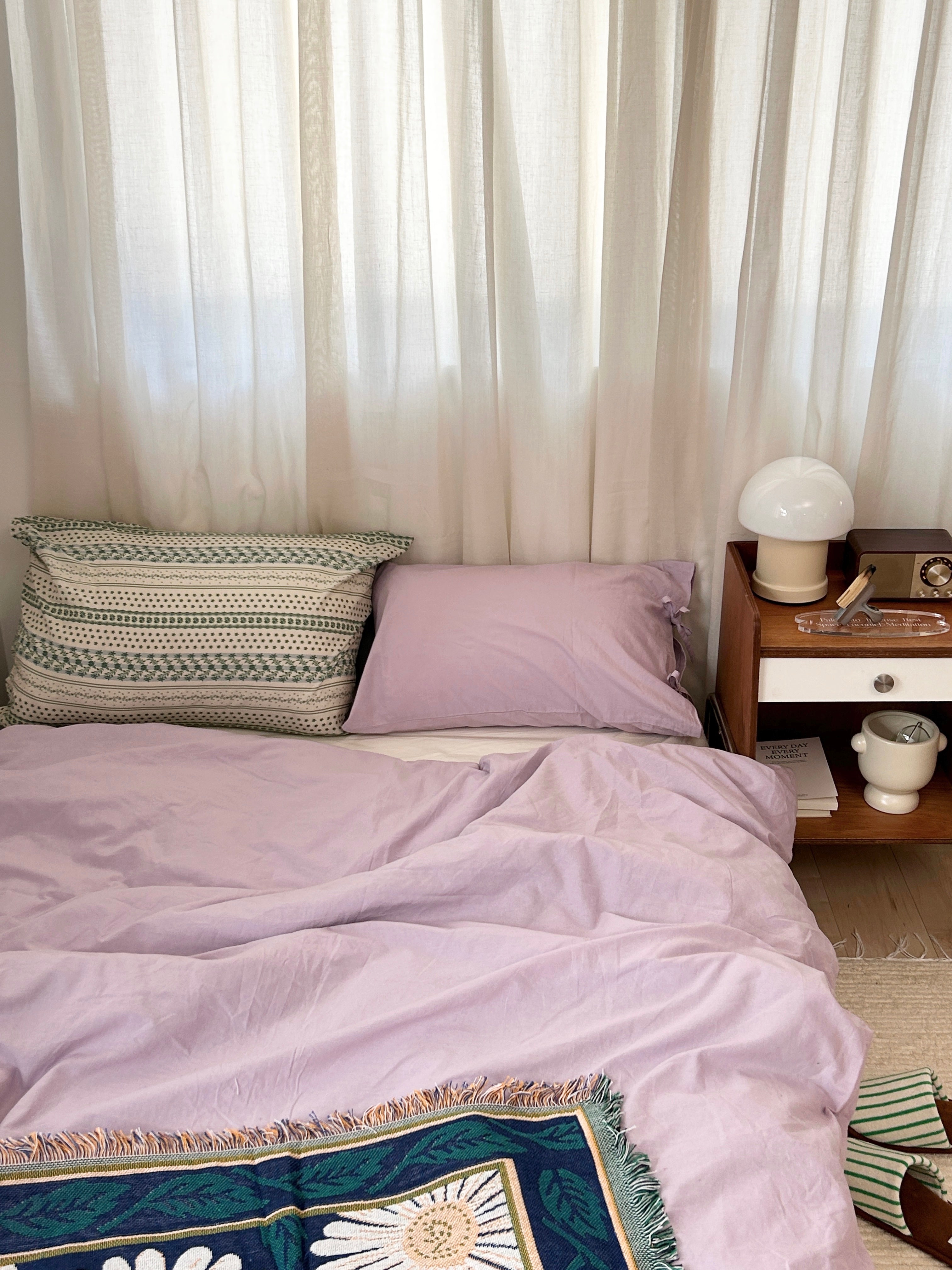 OR-2010-Little Rooms-リボン付き枕カバー｜plain pillow cover -pale color-