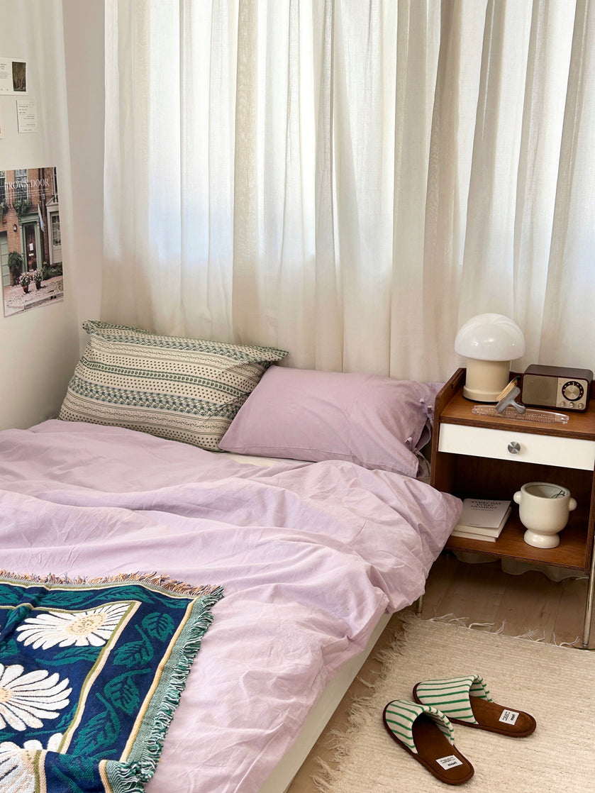 OR-2010-Little Rooms-リボン付き枕カバー｜plain pillow cover -pale color-