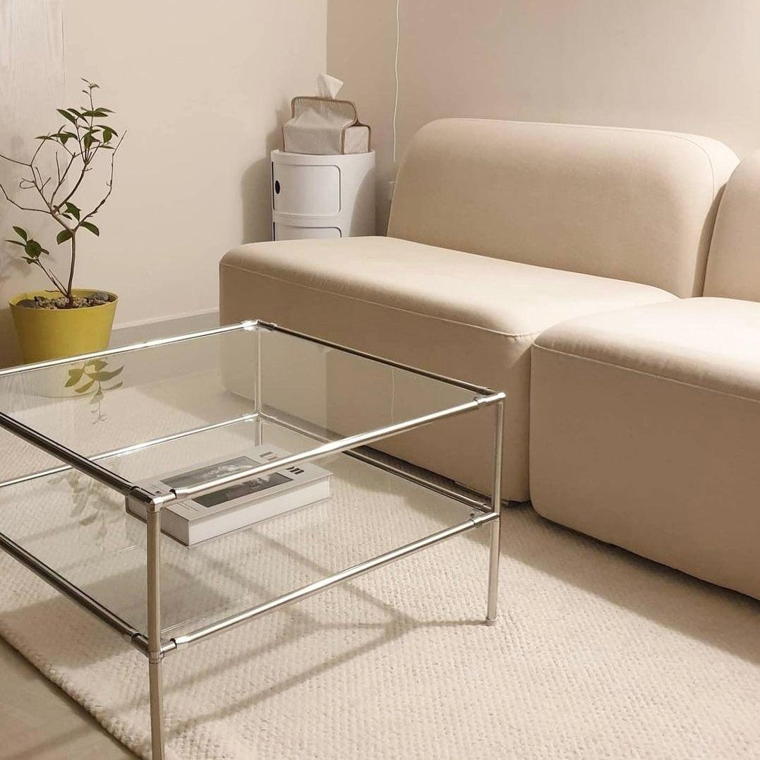 BR-1395-vamir-vamir ローテーブル｜Stainless Modular 2tier Sofa Table
