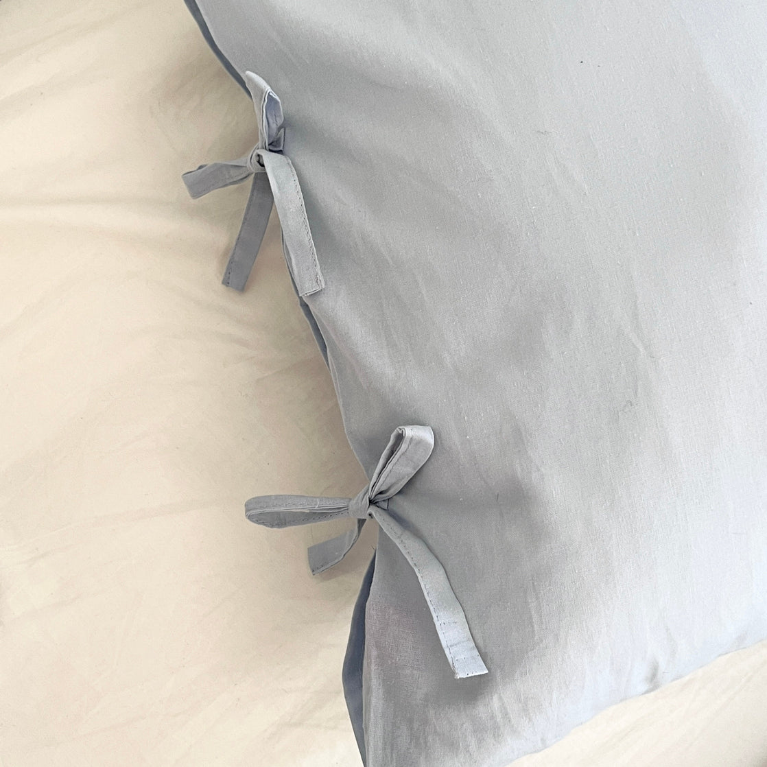 リボン付き枕カバー｜plain pillow cover -pale color-