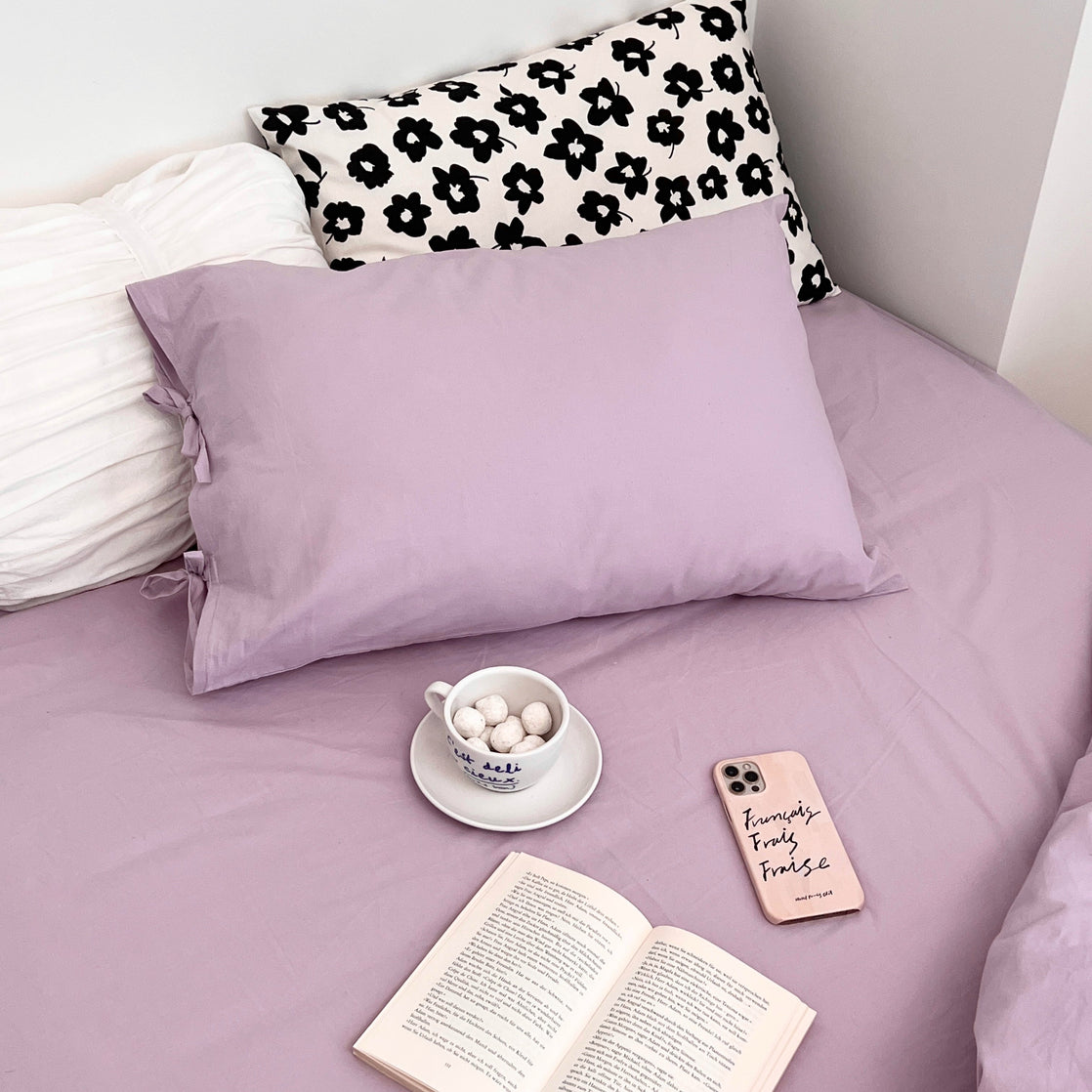 OR-2010-Little Rooms-リボン付き枕カバー｜plain pillow cover -pale color-