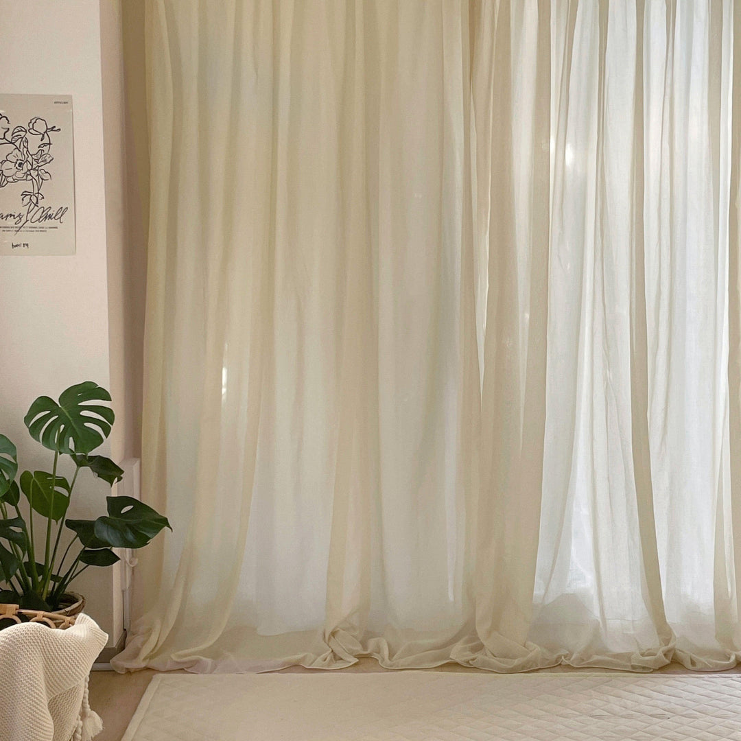既成サイズ 洗えるシフォンカーテン ふわふわ チュール 韓国
