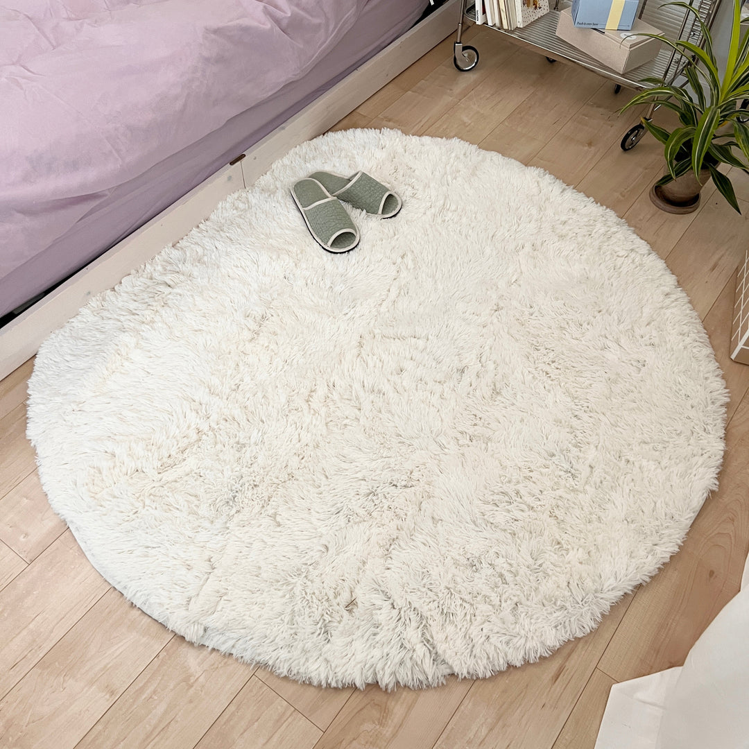 洗えるシャギーラグ puppie rug 円形｜滑り止め付き おしゃれ 高密度