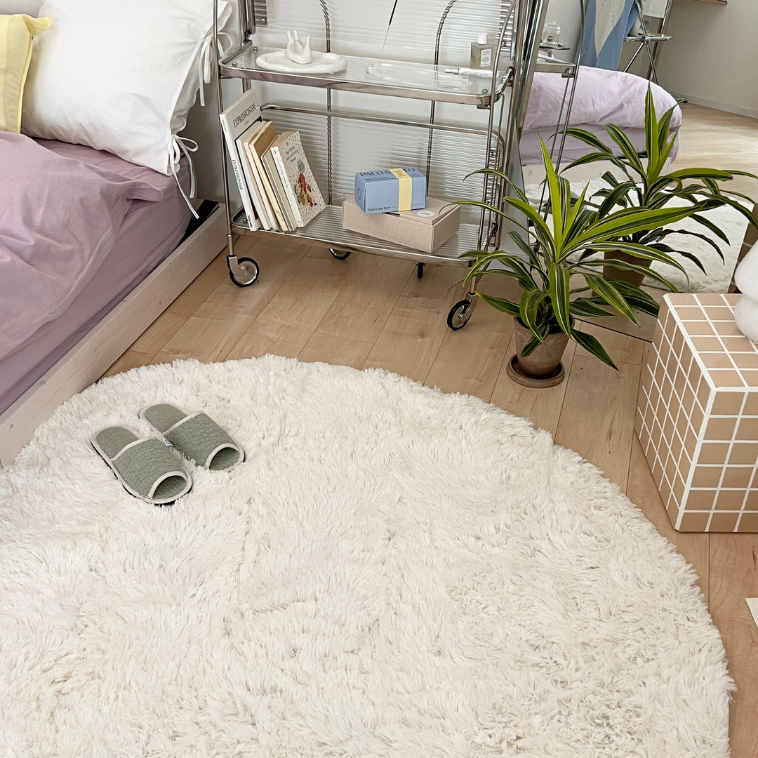 洗えるシャギーラグ puppie rug 円形｜滑り止め付き おしゃれ 高密度