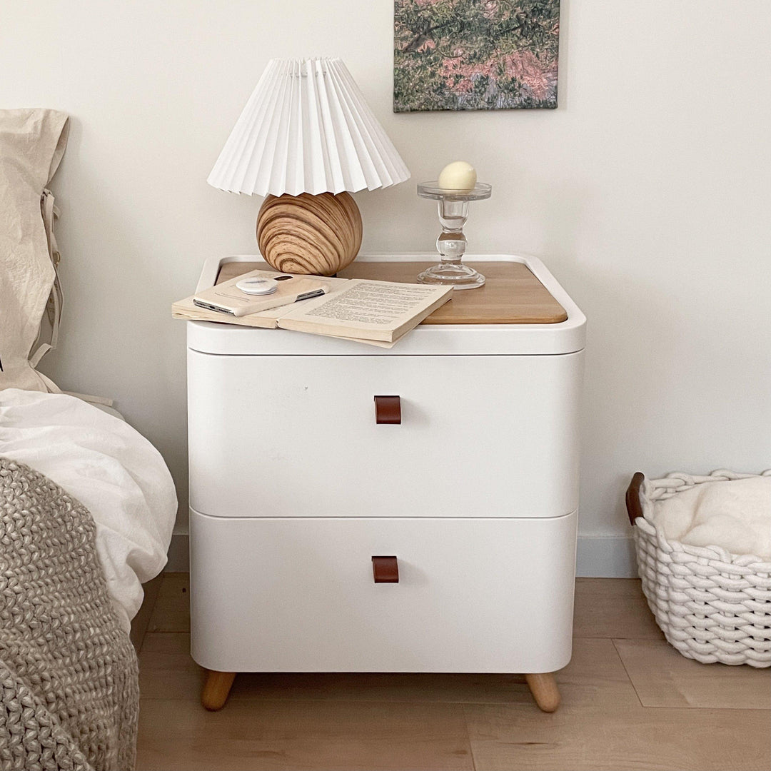 収納籠付きチェスト ホワイト リボン 収納籠付きチェスト ホワイト リボン シンプルホワイトチェスト｜白