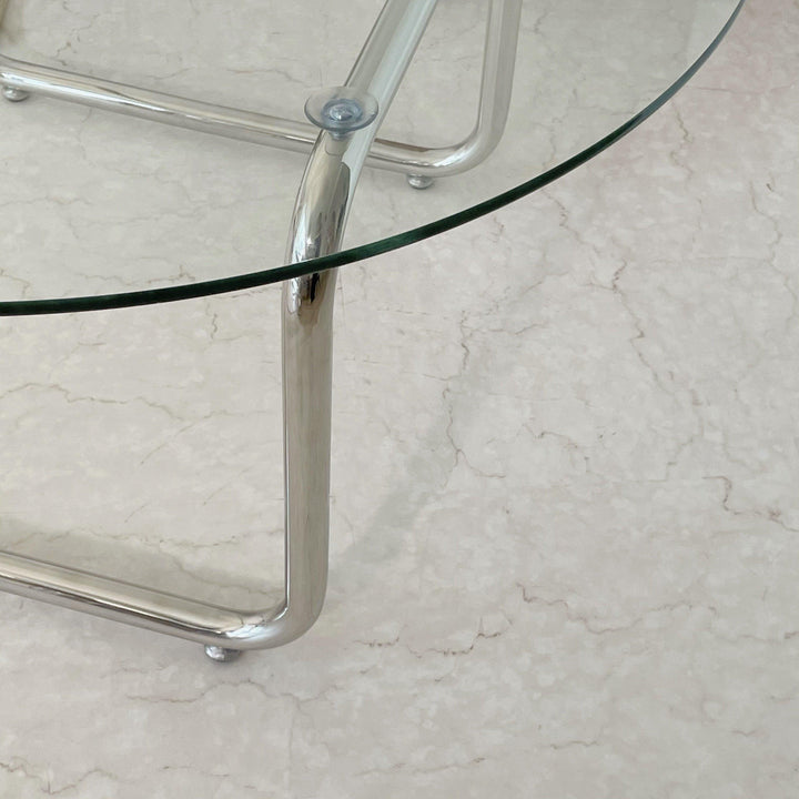 クリアラウンドローテーブル おしゃれ 韓国インテリア 家具 ガラス