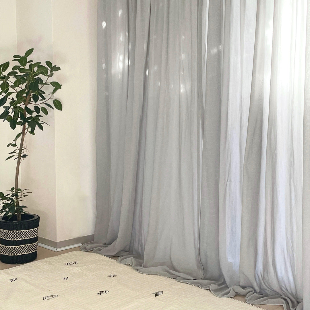 既成サイズ 洗えるシフォンカーテン ふわふわ チュール 韓国インテリア