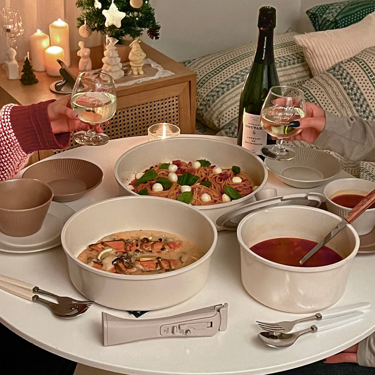 Roomnhome｜取っ手が取れる鍋・フライパン5点セット IH対応