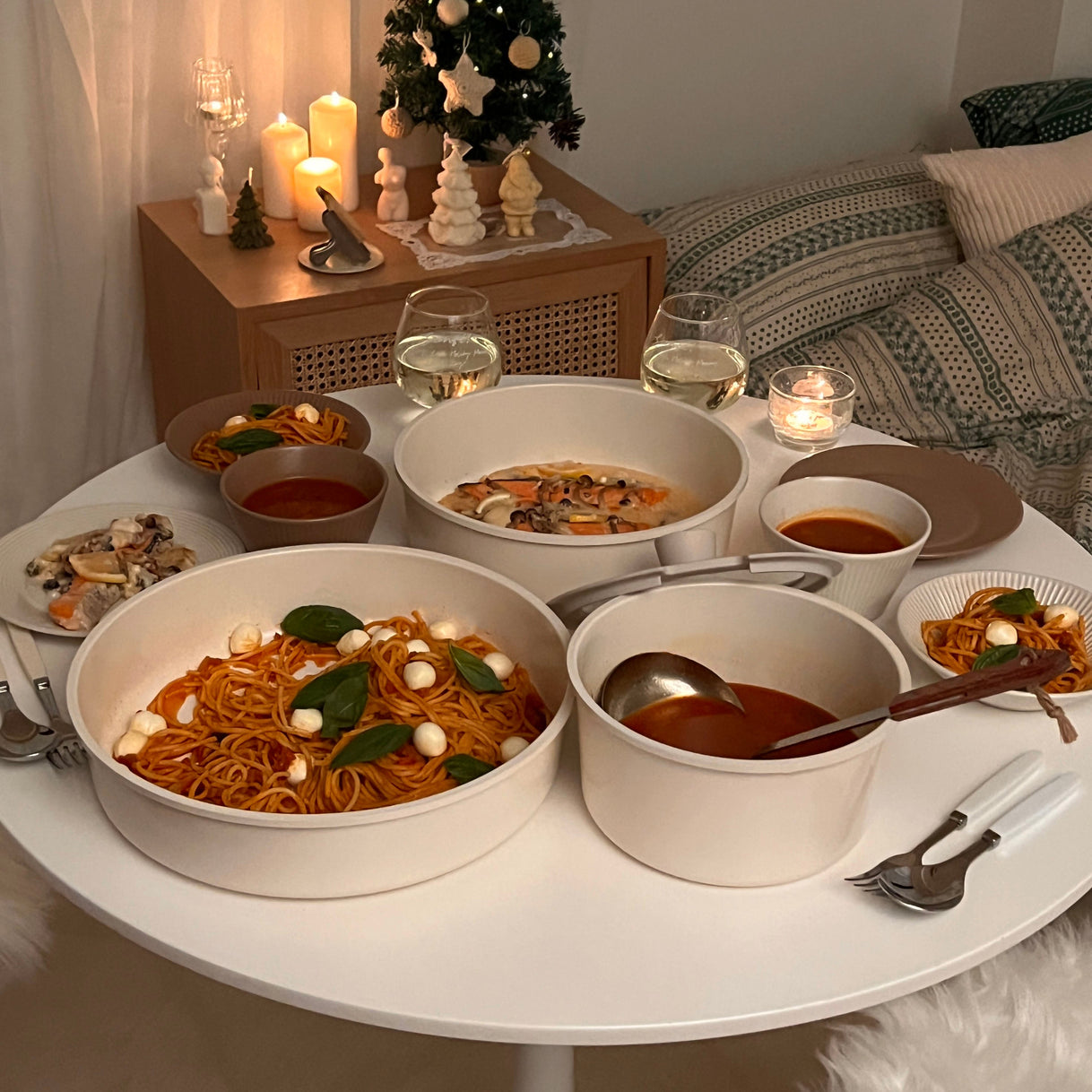 Roomnhome｜取っ手が取れる鍋・フライパン5点セット IH対応