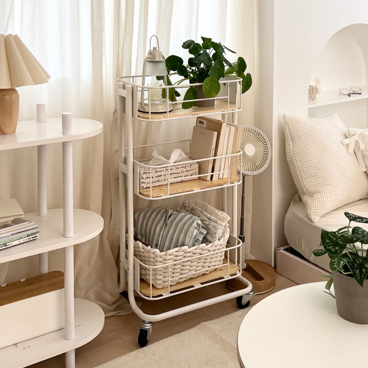 Little Rooms Roomn ナチュラルデイリー収納ラック たっぷり入るマルチワゴン｜キャスター付き ラック おしゃれ 大
