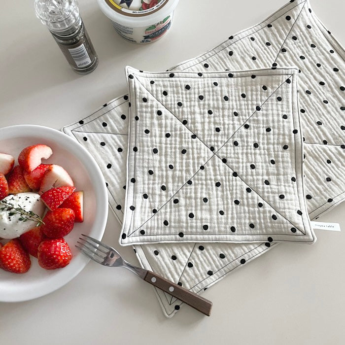 BR-2277-mogwa table-mogwa table キッチンクロス｜black dots kitchencloth