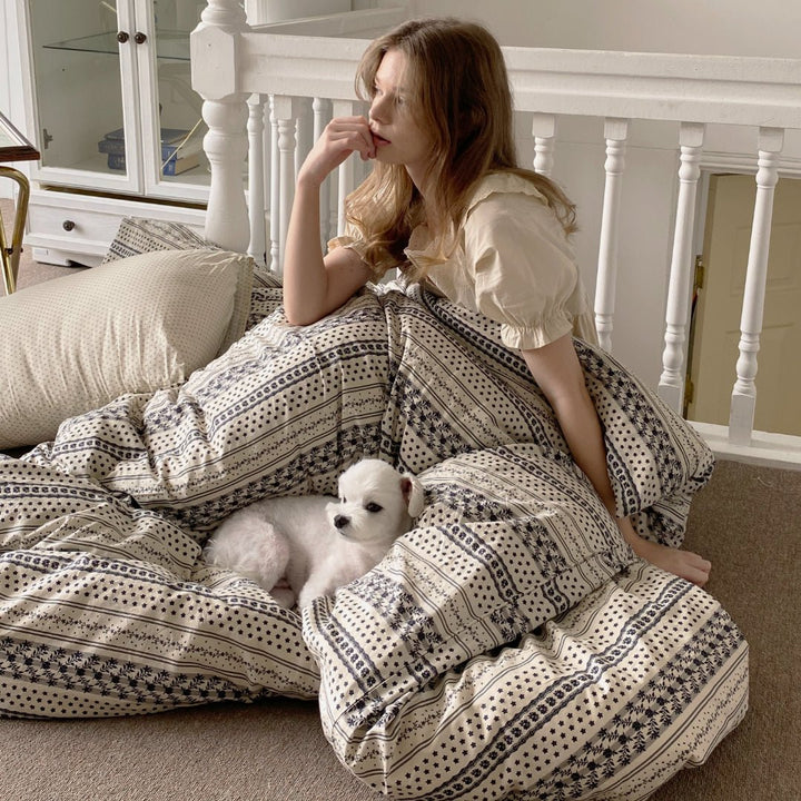 BEURRE BLEU 布団カバー枕カバー｜FOREST（IVORY BLACK）｜シングル