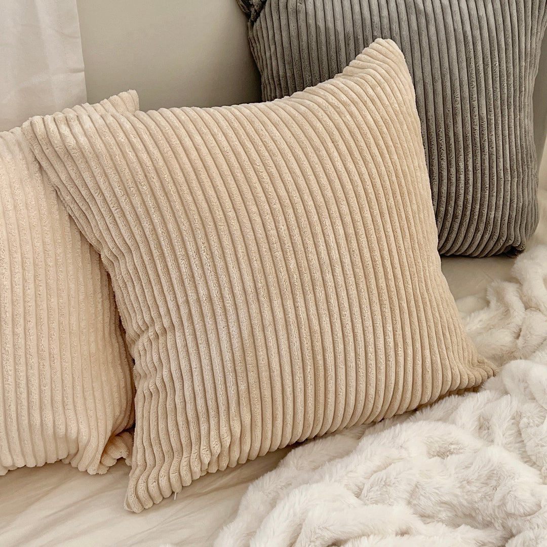 bigストライプコーデュロイクッションカバー｜あったか 冬素材