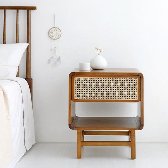 BR-2579-MARKET B-MARKET B｜CESBON 収納付きウッドラタンサイドテーブル
