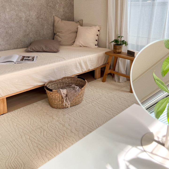 【Little rooms】洗えるラグ マットknit 190×190バニラ 白 Little rooms】洗えるラグ マットknit 190×190バニラ 白 夏の快適ラグ