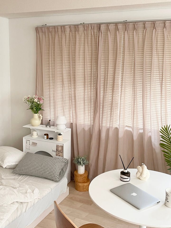 Little Rooms カラーシフォンカーテン2倍ひだ　100×200 フルオーダー 洗えるシフォンカーテン ふわふわ チュール 韓国