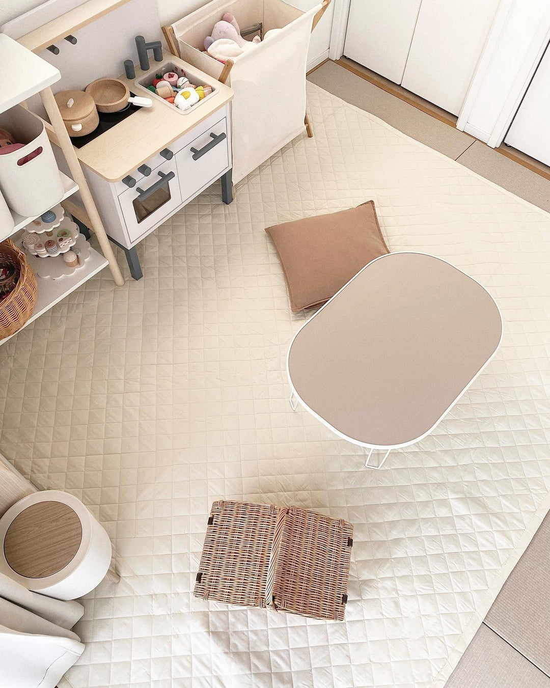 軽くて洗える綿100%キルトラグ『air rug』強力滑り止め ホットカーペット対応 ニュアンスカラー エアラグ – Little Rooms