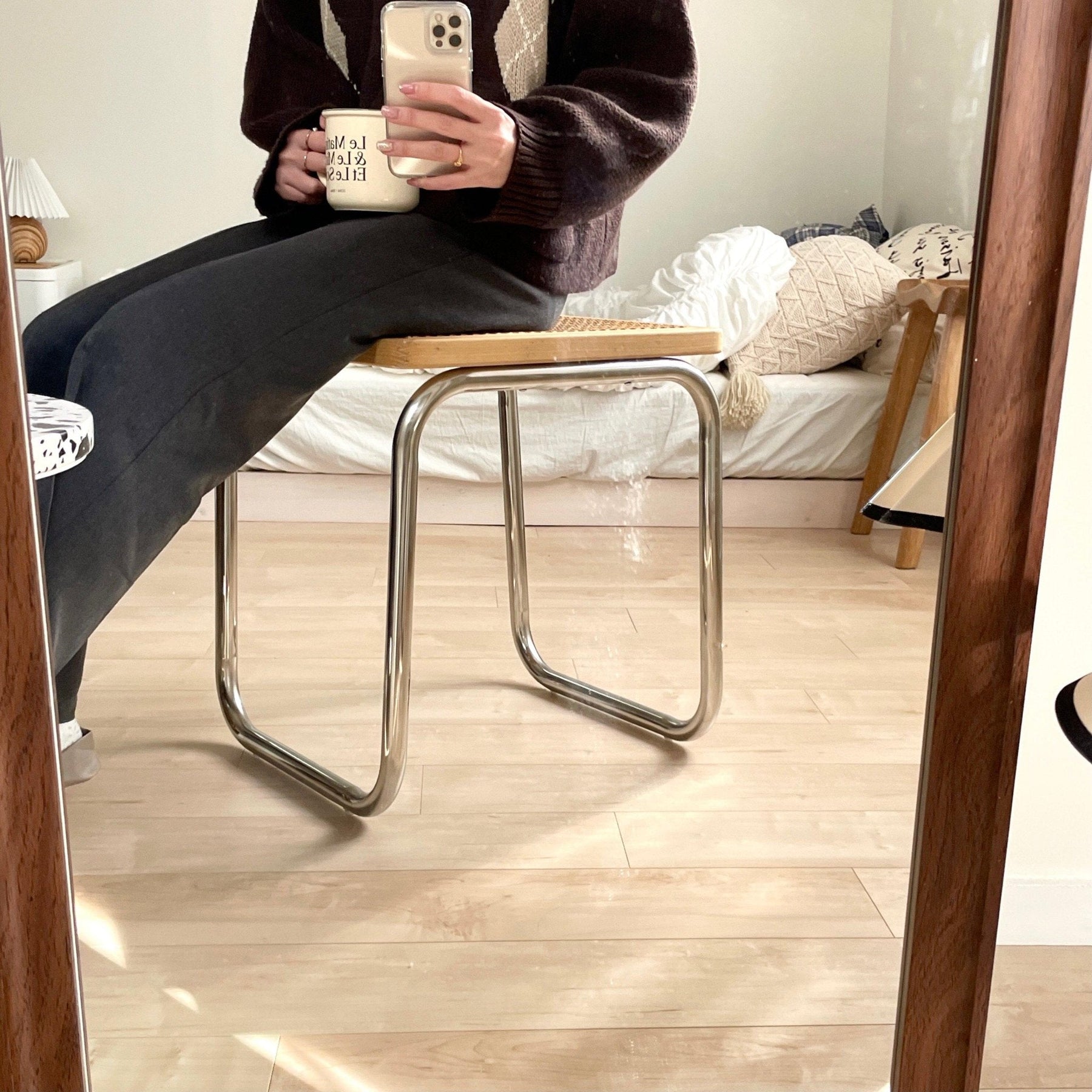 スクエアラタンスツール｜椅子 ベッドサイドテーブル おしゃれ 韓国 