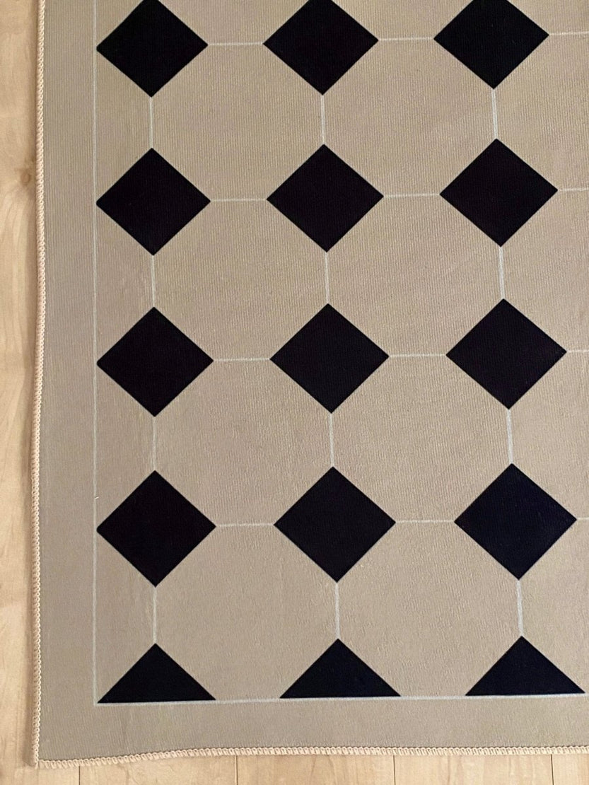 AL-3489 - Little Rooms select - vintage floor タイル柄ラグ 01