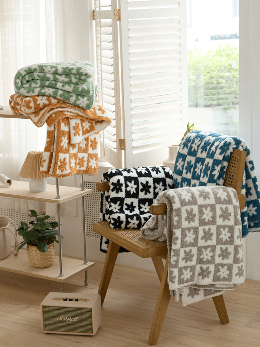 AL-4551-Little Rooms select-もっちりブランケット checkered flower