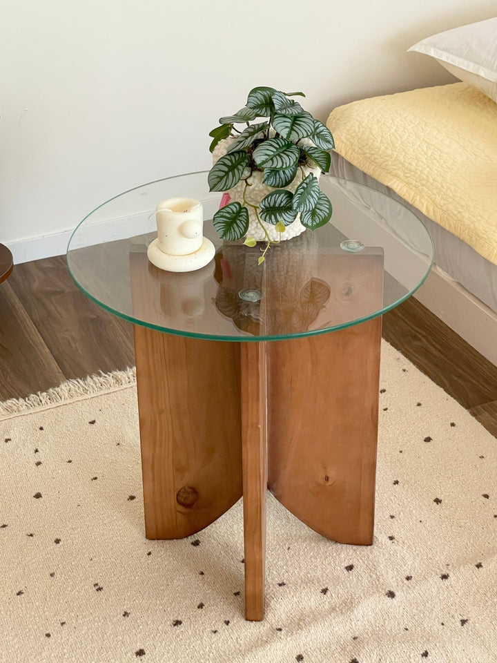 ガラステーブル　little rooms 韓国 インテリア クリアラウンドローテーブル おしゃれ 韓国インテリア 家具 ガラス