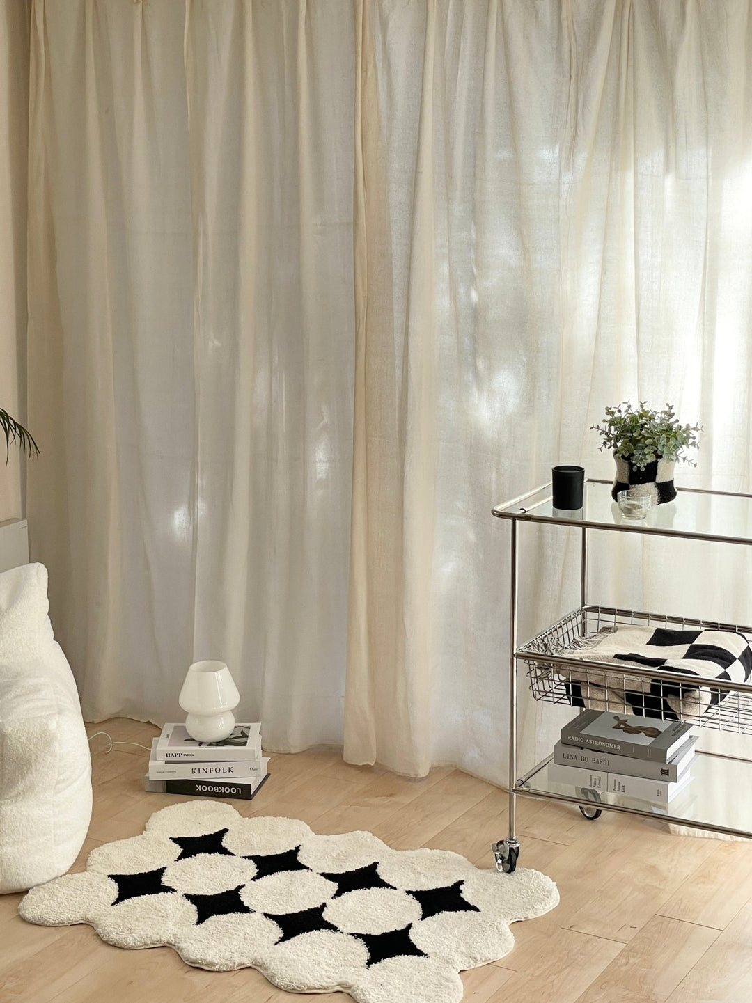 LittleRooms大人気！カラーシフォンカーテン クリーム little-rooms-br-5099-