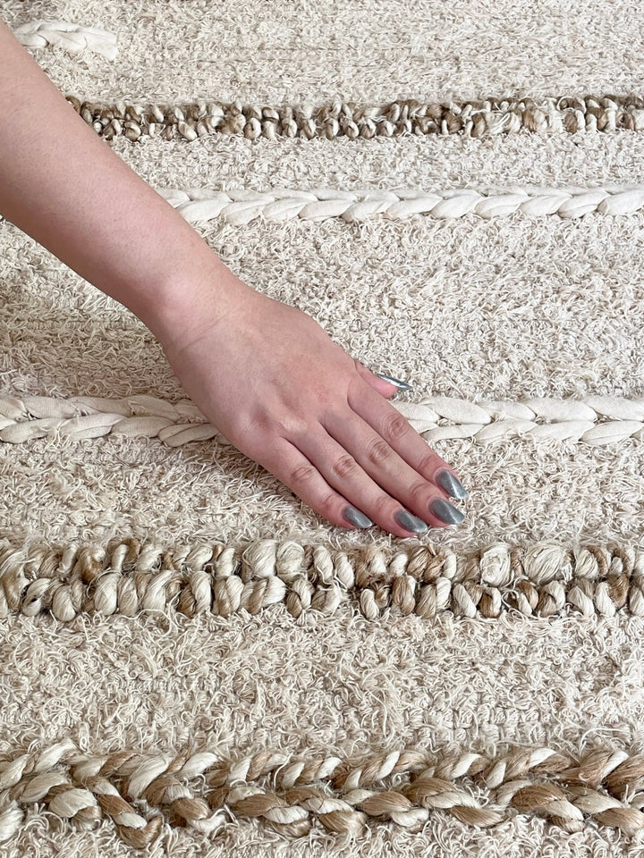 ポストモダン　手織りコットンカーペット hand-woven ジュートミックスラグ ｜手織り おしゃれ カーペット