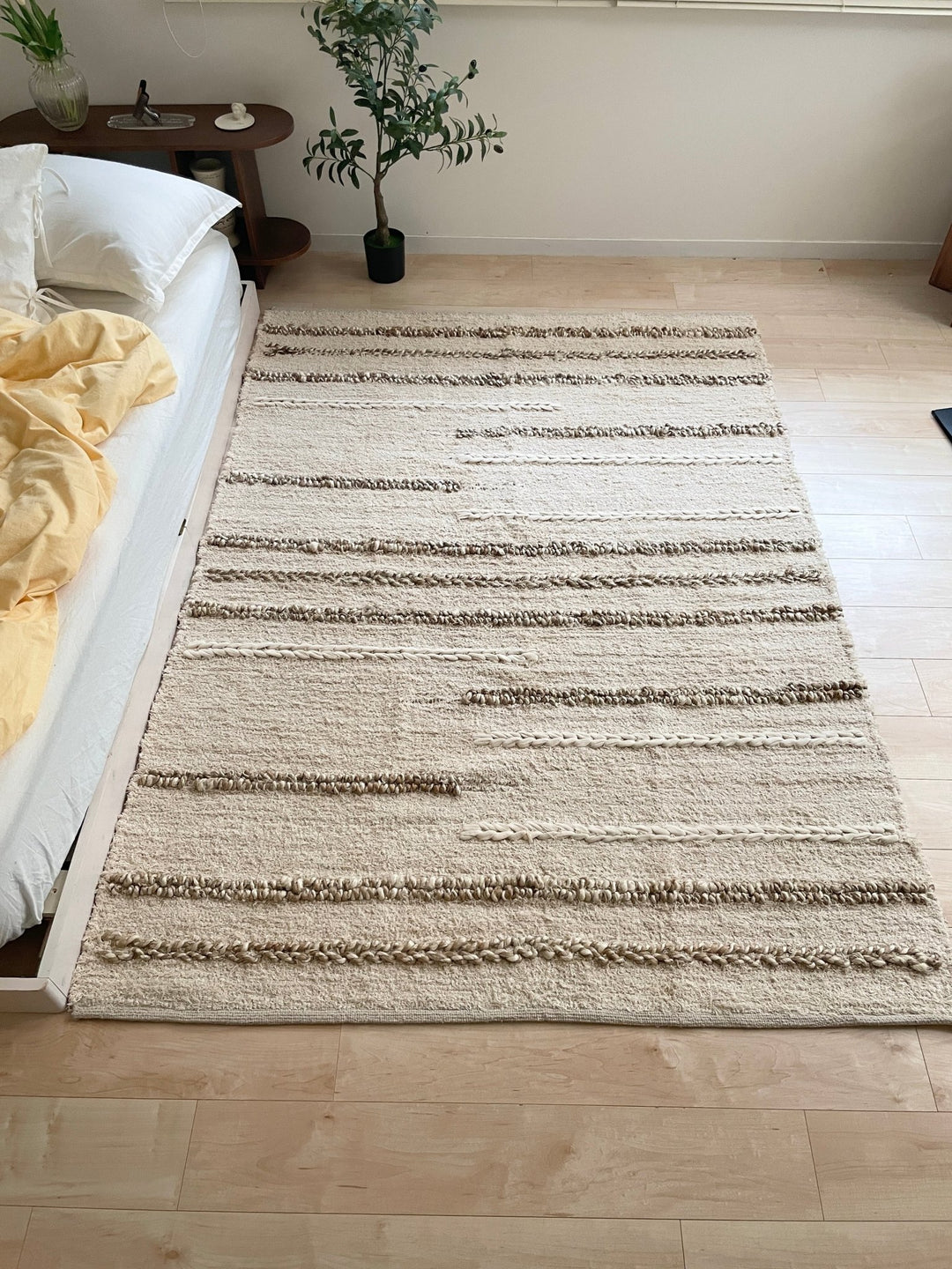 ポストモダン　手織りコットンカーペット hand-woven ジュートミックスラグ ｜手織り おしゃれ カーペット