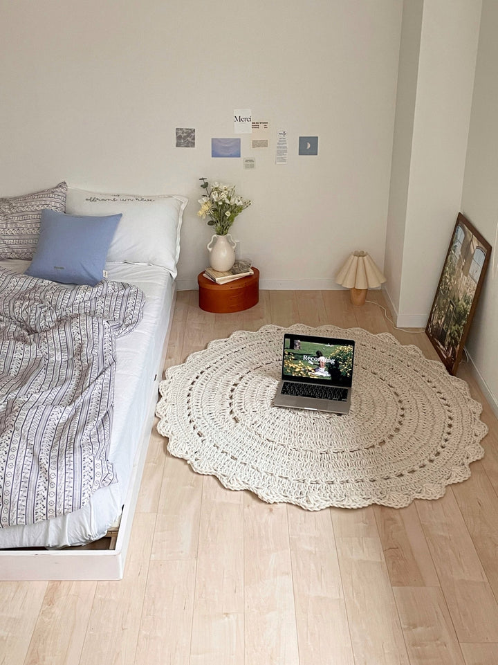 立体ドイリーラグ 韓国インテリア 一点物 個性的 ハンドメイドラグ little-rooms-select-br-4458-