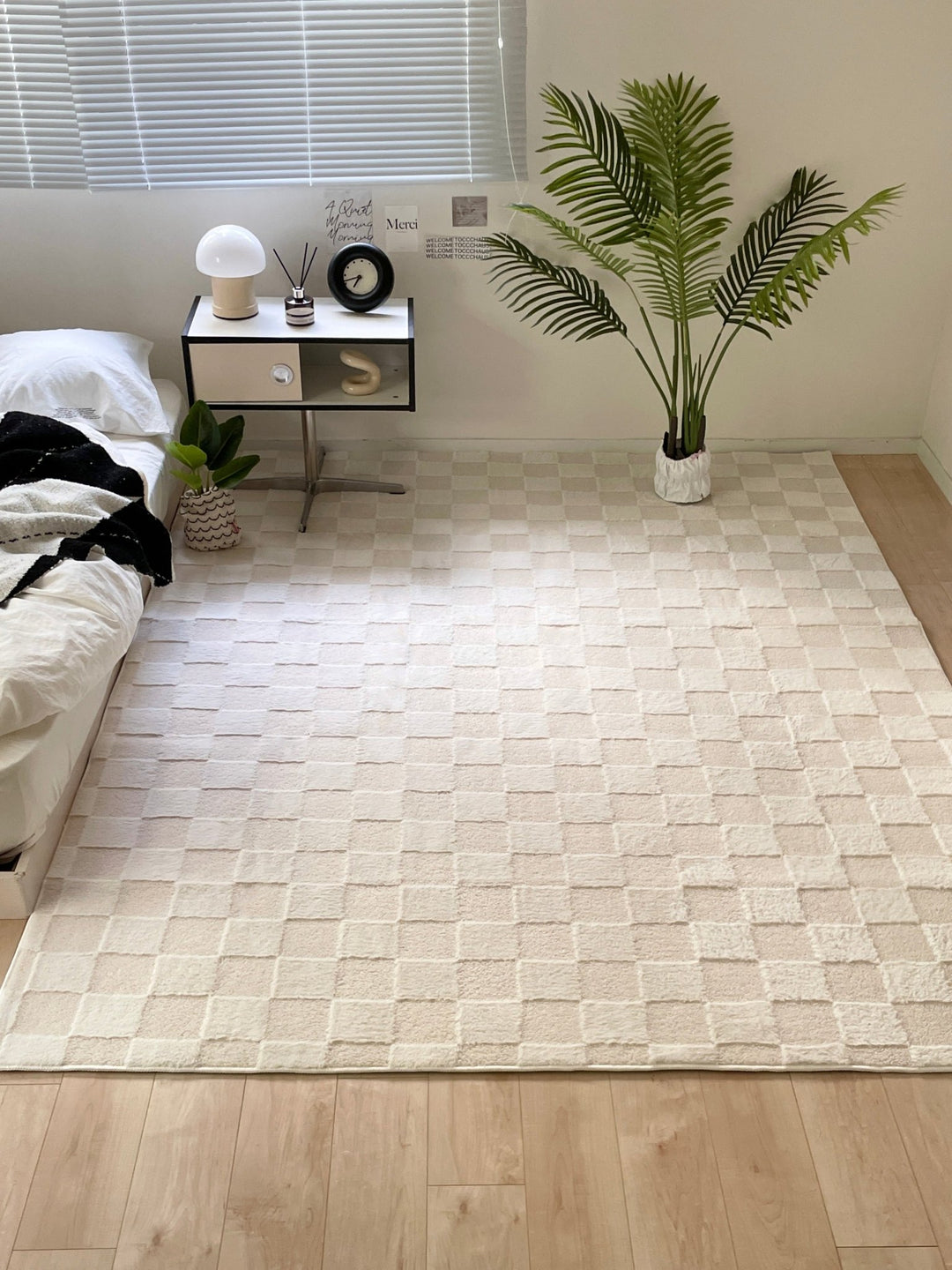 air rug ふわっと軽やか洗えるラグ  クリーム190✖️240センチ 軽くて洗える綿100%キルトラグ『air rug』強力滑り止め ホット