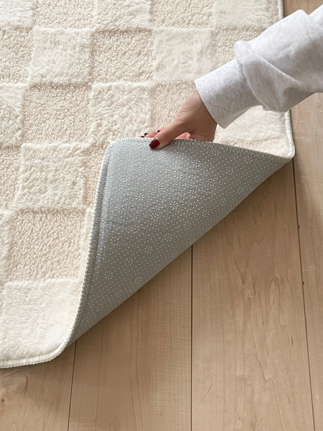air rug ふわっと軽やか洗えるラグ  クリーム190✖️240センチ 軽くて洗える綿100%キルトラグ『air rug』強力滑り止め ホット