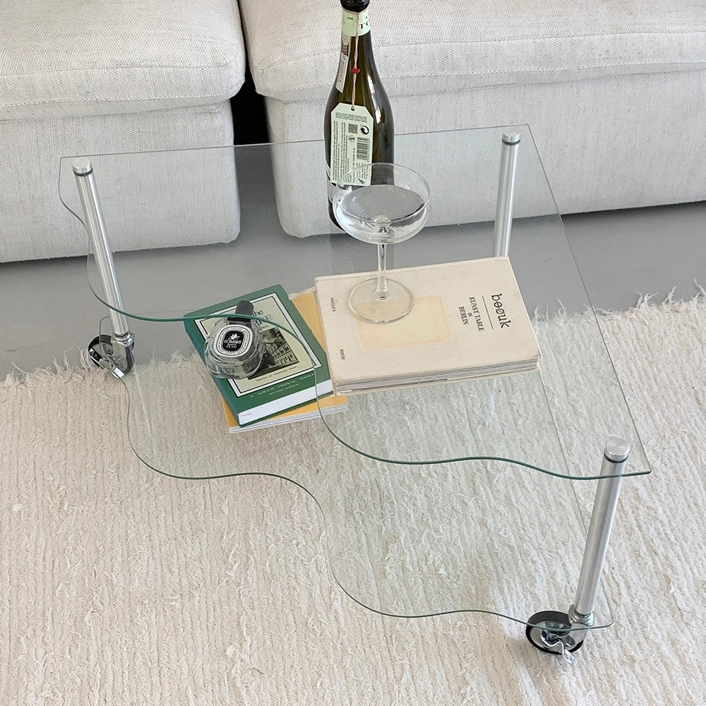 BR-2737-vamir-vamir テーブル｜wave glass trolley side table