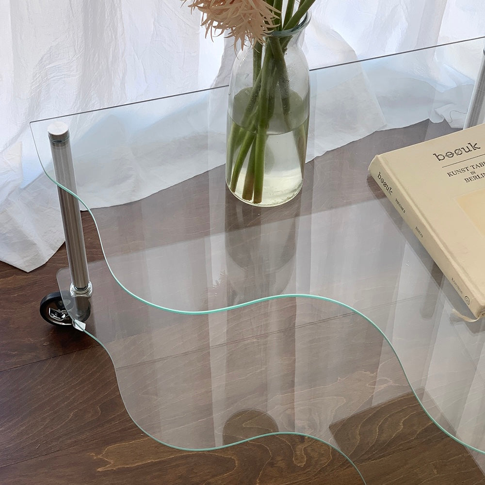 BR-2737-vamir-vamir テーブル｜wave glass trolley side table