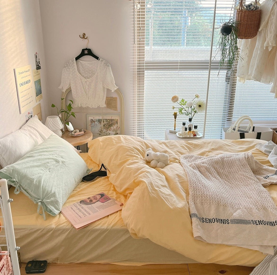 リボン付き枕カバー｜plain pillow cover -pale color-