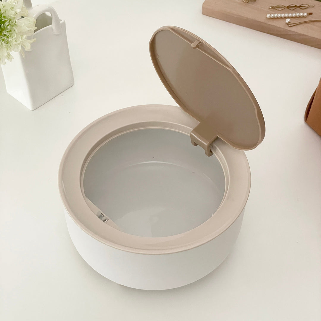 脚付きウッドテーブルダストボックス｜卓上 ごみ箱 蓋付き