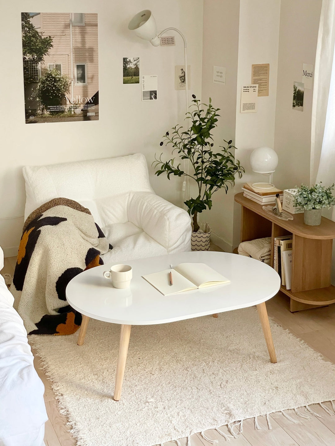 通販】Roomnhome｜ナチュラルローテーブル 天然木 おしゃれ 韓国